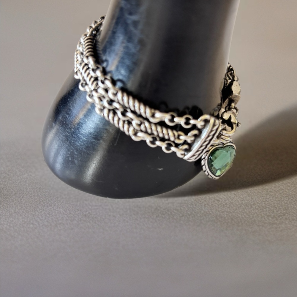 Brighton Newport multi-strand emerald green crystal heart charm bracelet. - Picture 6 of 7